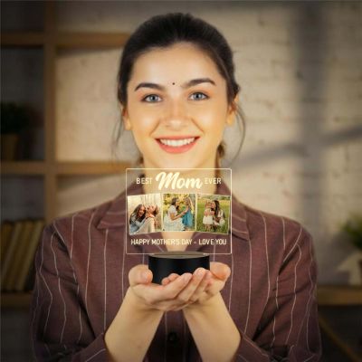 Personalized Best Mom Ever LED Night Lamp Warm White USB Gift for Mom Mother’s Day